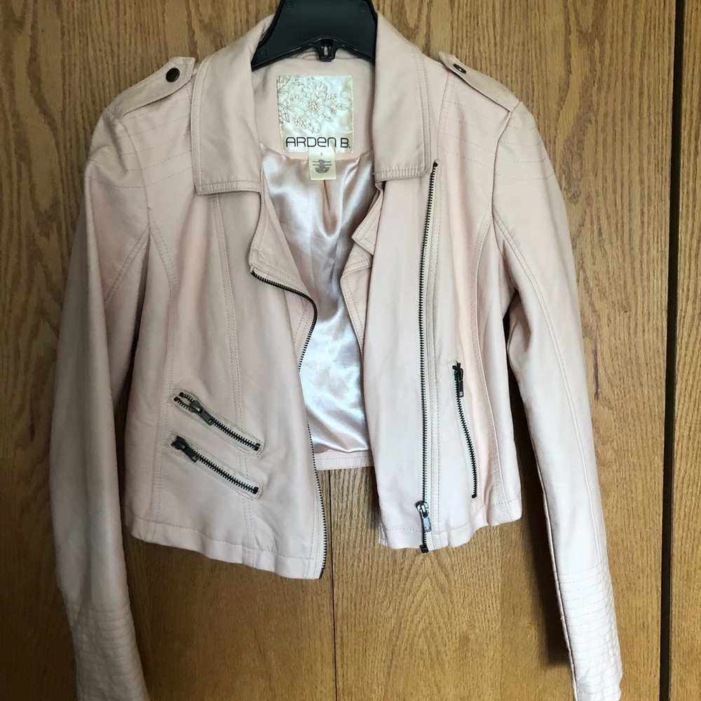 Baby pink faux leather jacket